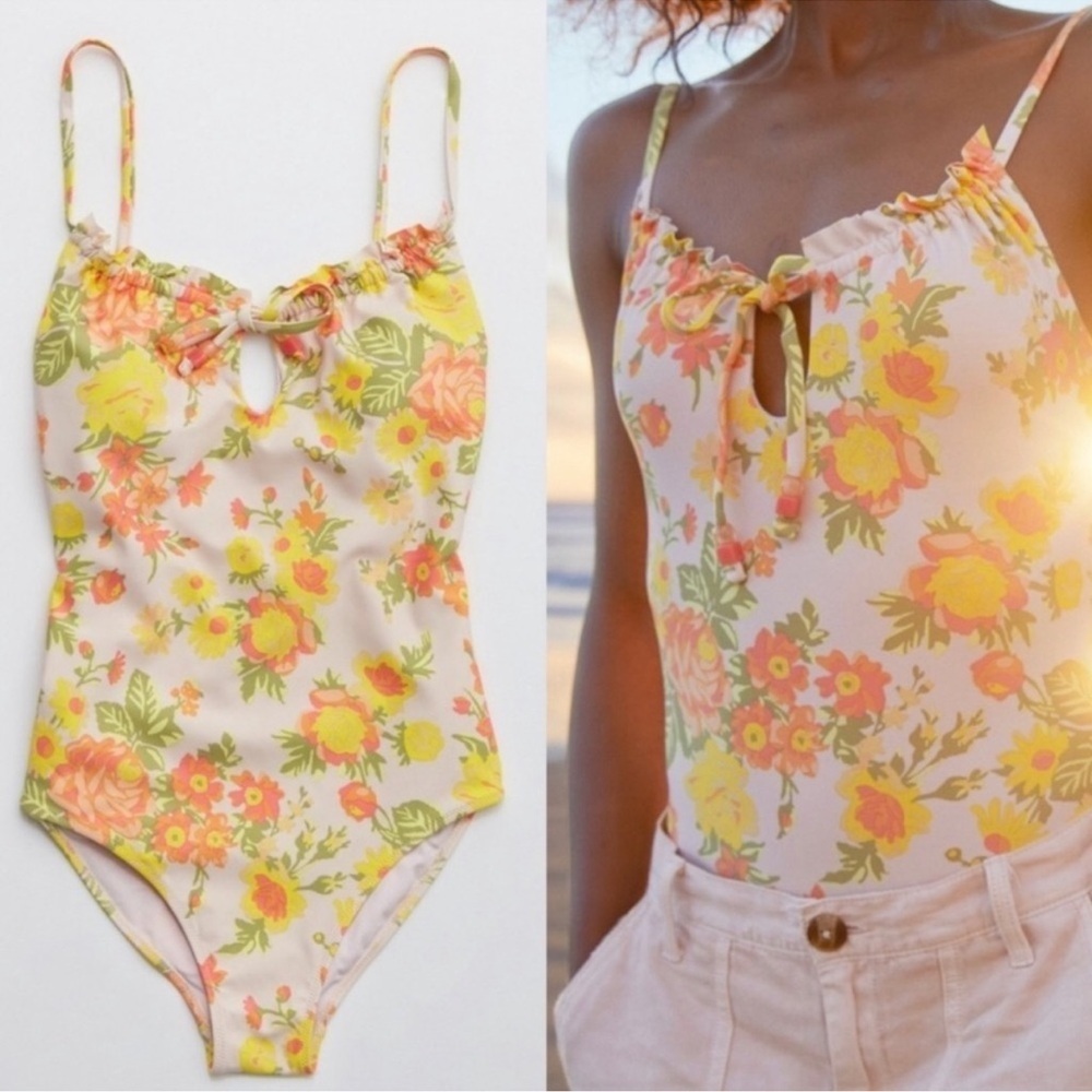 Aerie Floral One Piece Swimsuit||Aerie cheeky one piece with low back